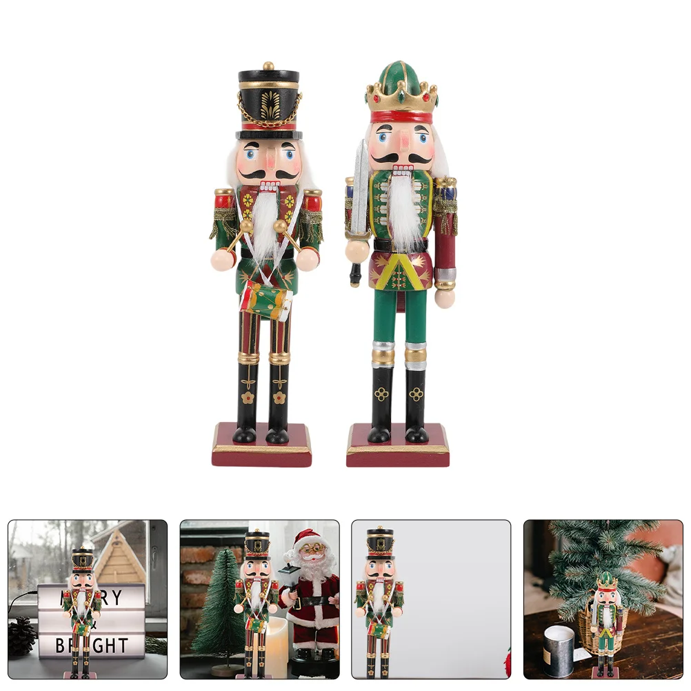

2Pcs Wooden Nutcracker Christmas Decor Xmas Nutcrackers Craft for Holiday Room Decoration Xmas Ornaments Nutcracker Decorations