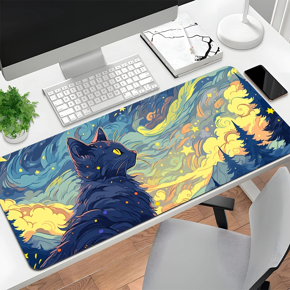 

Extra Large Black Cat Gaming Mouse Pads,vibrant Art Design Table Mat,precision Locked Edge,suitable for Gamers and Professionals