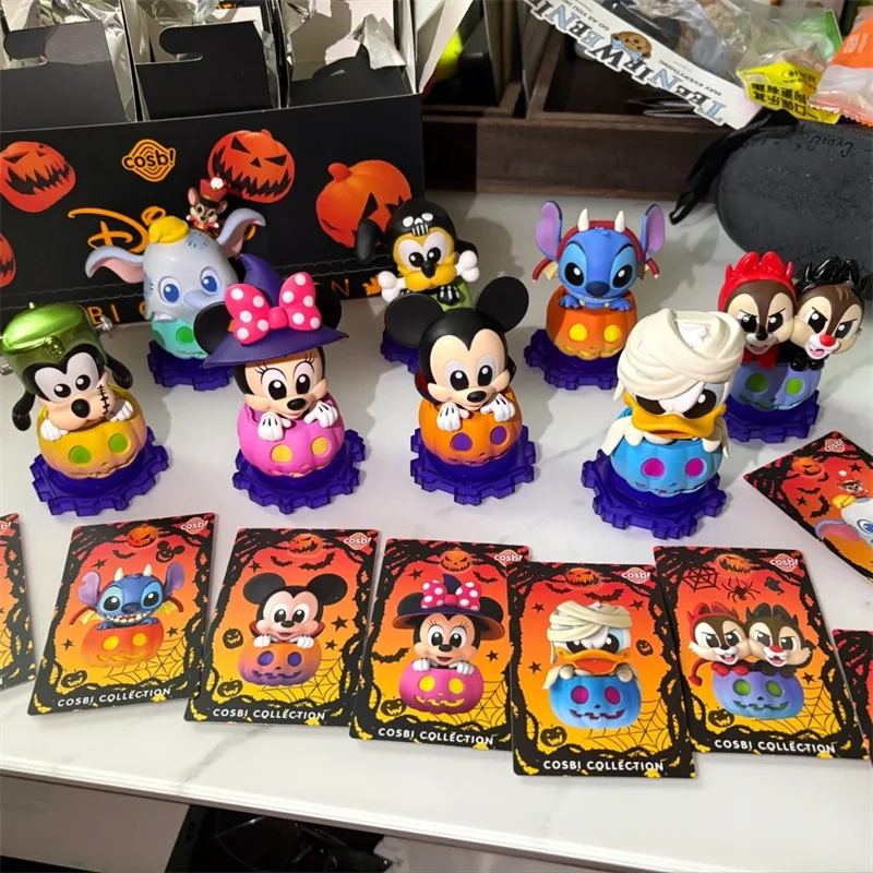 Genuine Mickey And Friends Pumpkin Series Blind Box Stitch Mickey Minnie Donald Duck Flying High Halloween Gift Ornament