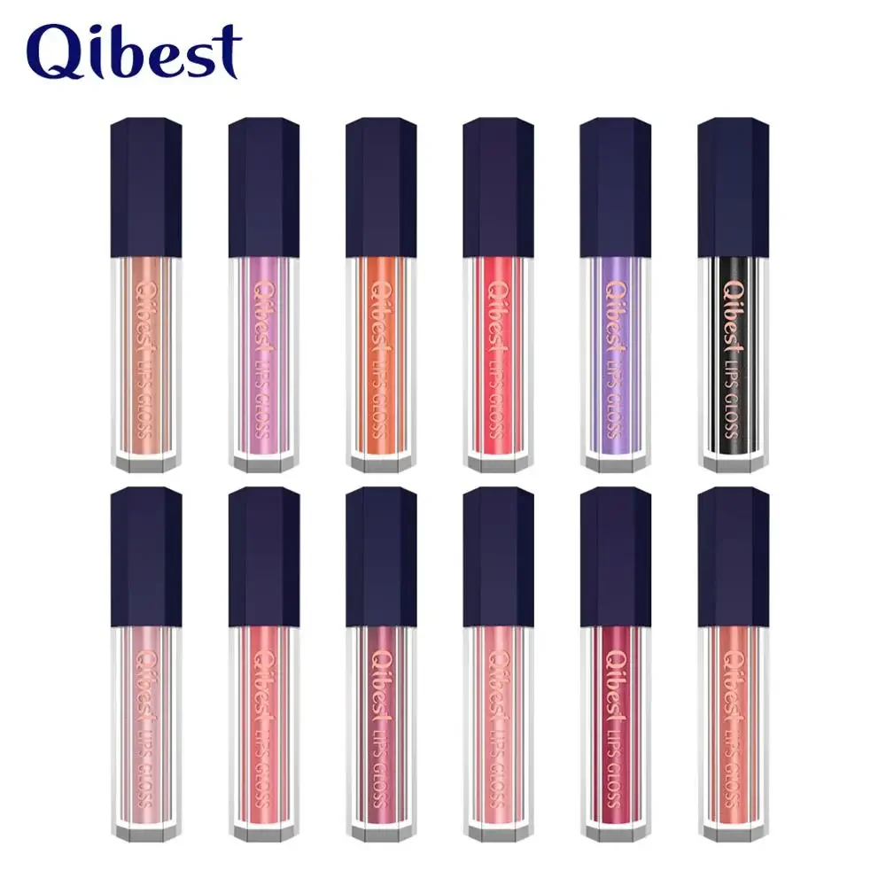 Heallor qibest ลิปสติกทนนานแวววาวของเหลวประกายเพชร12สีไม่ติดลิปกลอสมันเงือกกันน้ำริมฝีปากระยับ