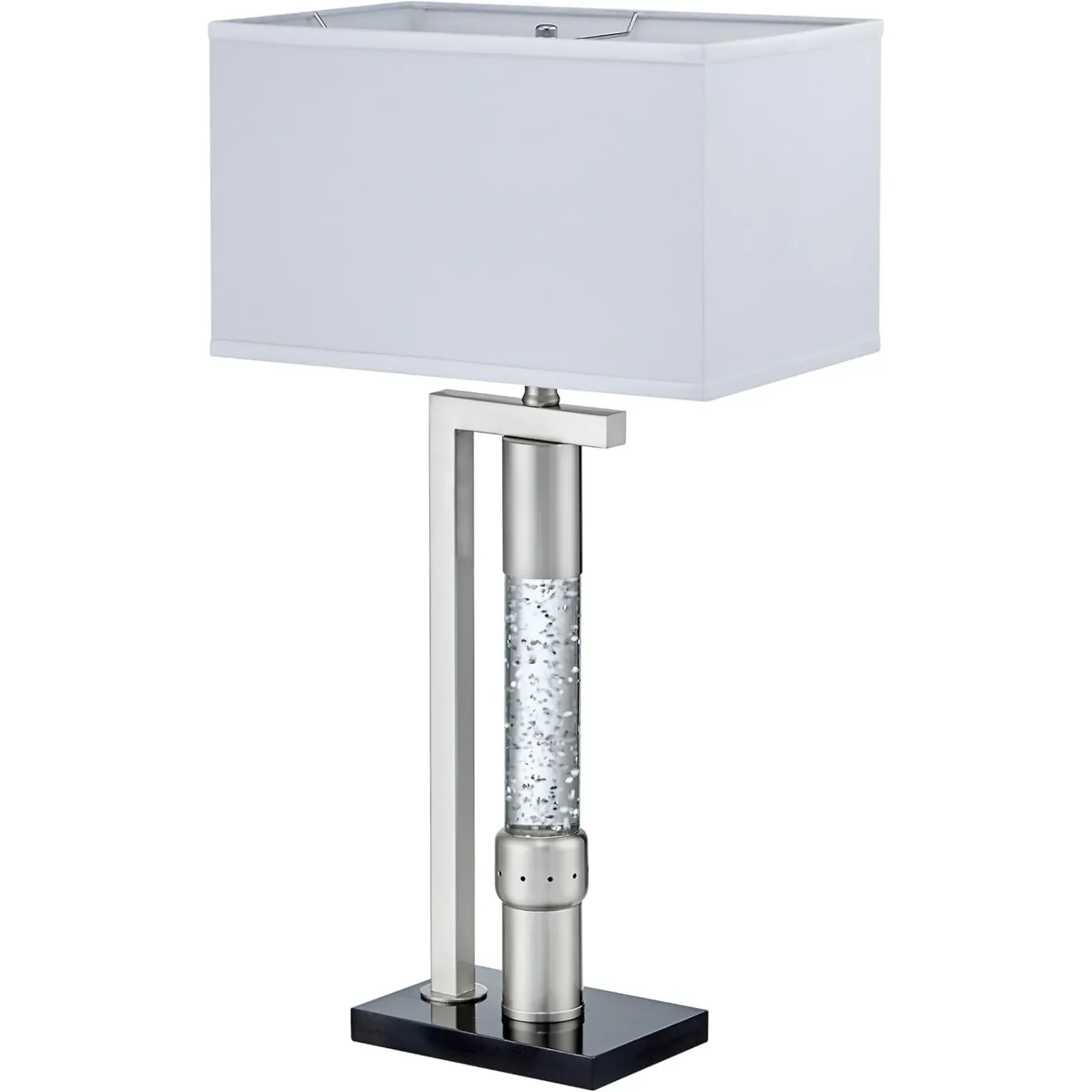 

US Satin Nickel Metal Finish lamp with Reverse L-Shaped Frame Sparkling