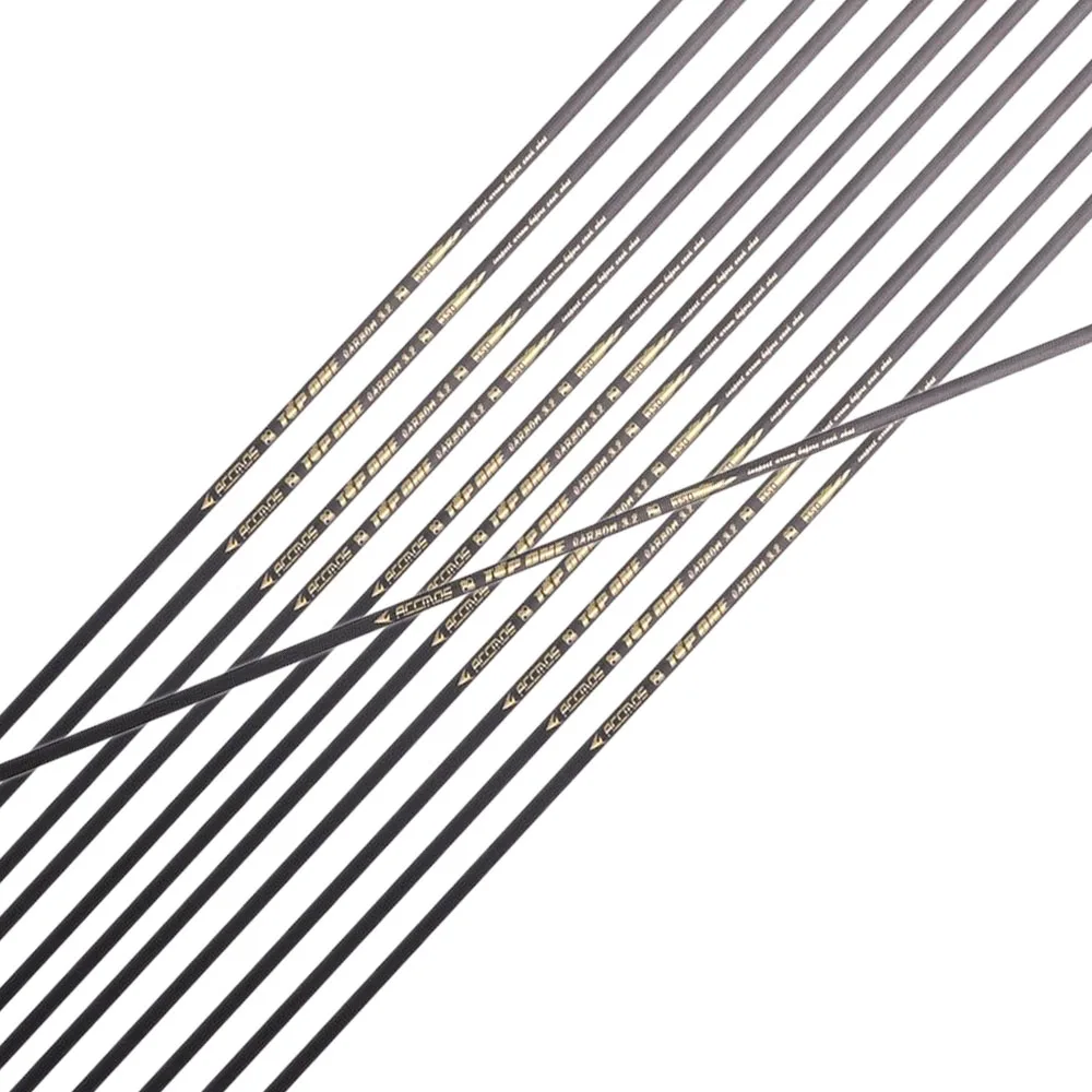 

12 шт. ID3.2 +-0.001 древка для стрел из чистого углерода, позвоночник 350 400 500 550 600 650 700 750 800 850 900 1000 для стрельбы из лука