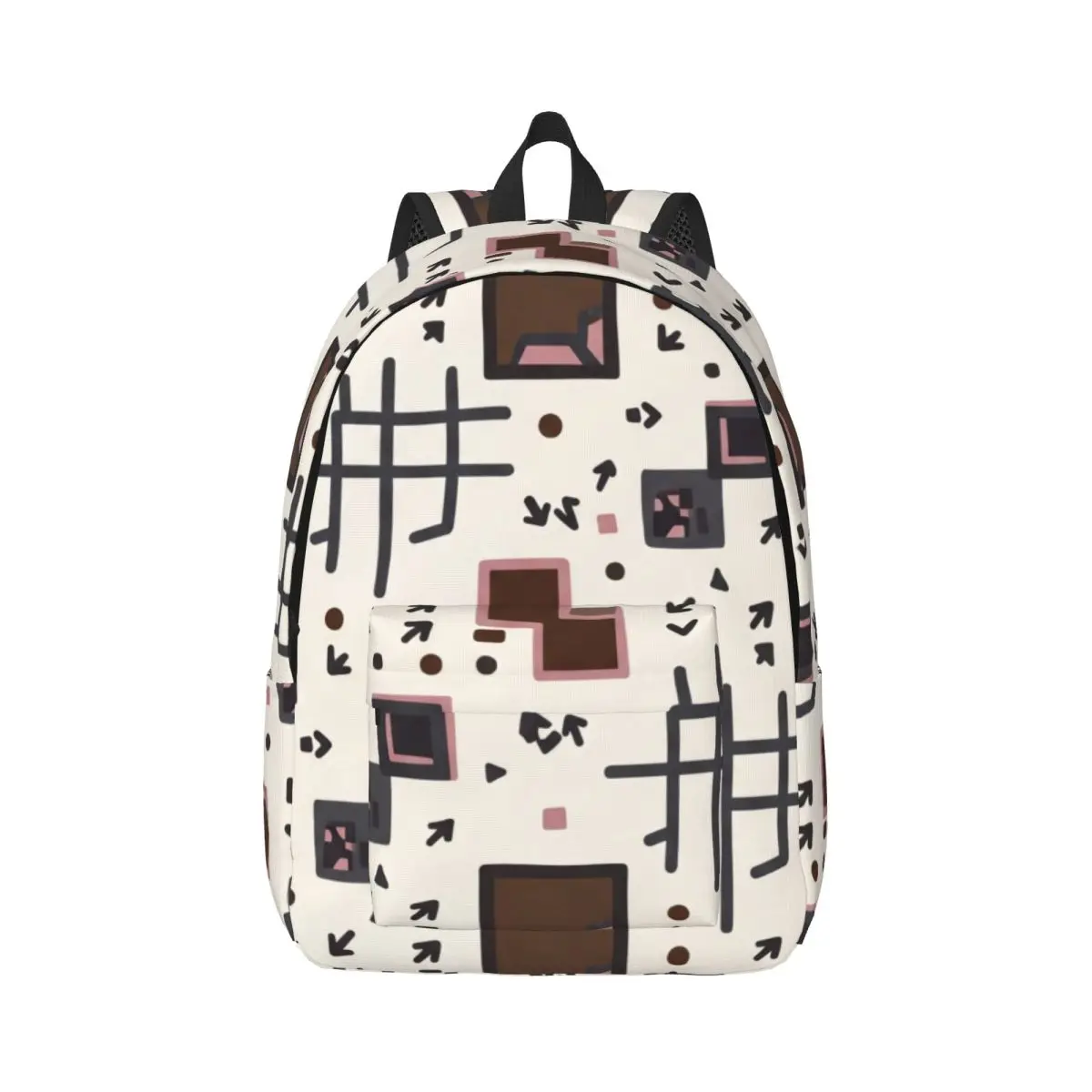 Men Casual Backpack Half Drop Commuter Arrow Square Urban Commuter Cream Chocolate Brown Cha Printed School Rucksack for Laptop