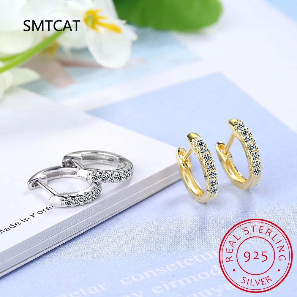 

3.5mm D Color Moissanite Hoops Earring Real 925 Silver Gold Plated Huggie Earring For Women Girl Fine Jewelry Huggies