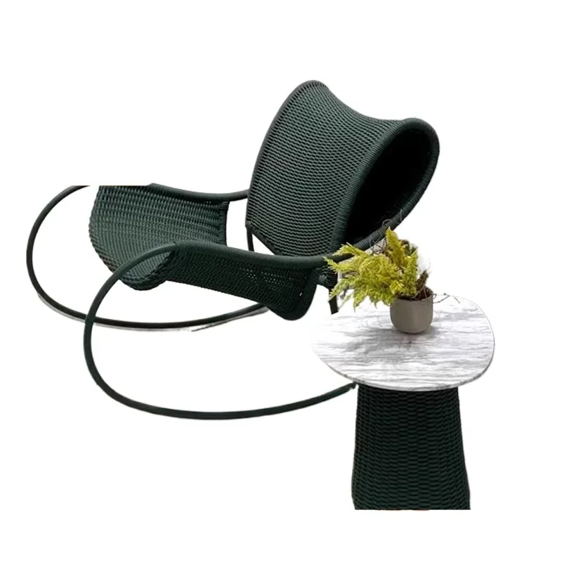 

Bohemian Balcony Set Rattan Rocking Chair with Tea Table All-Weather Patio Sofa for Garden and Courtyard Lounge