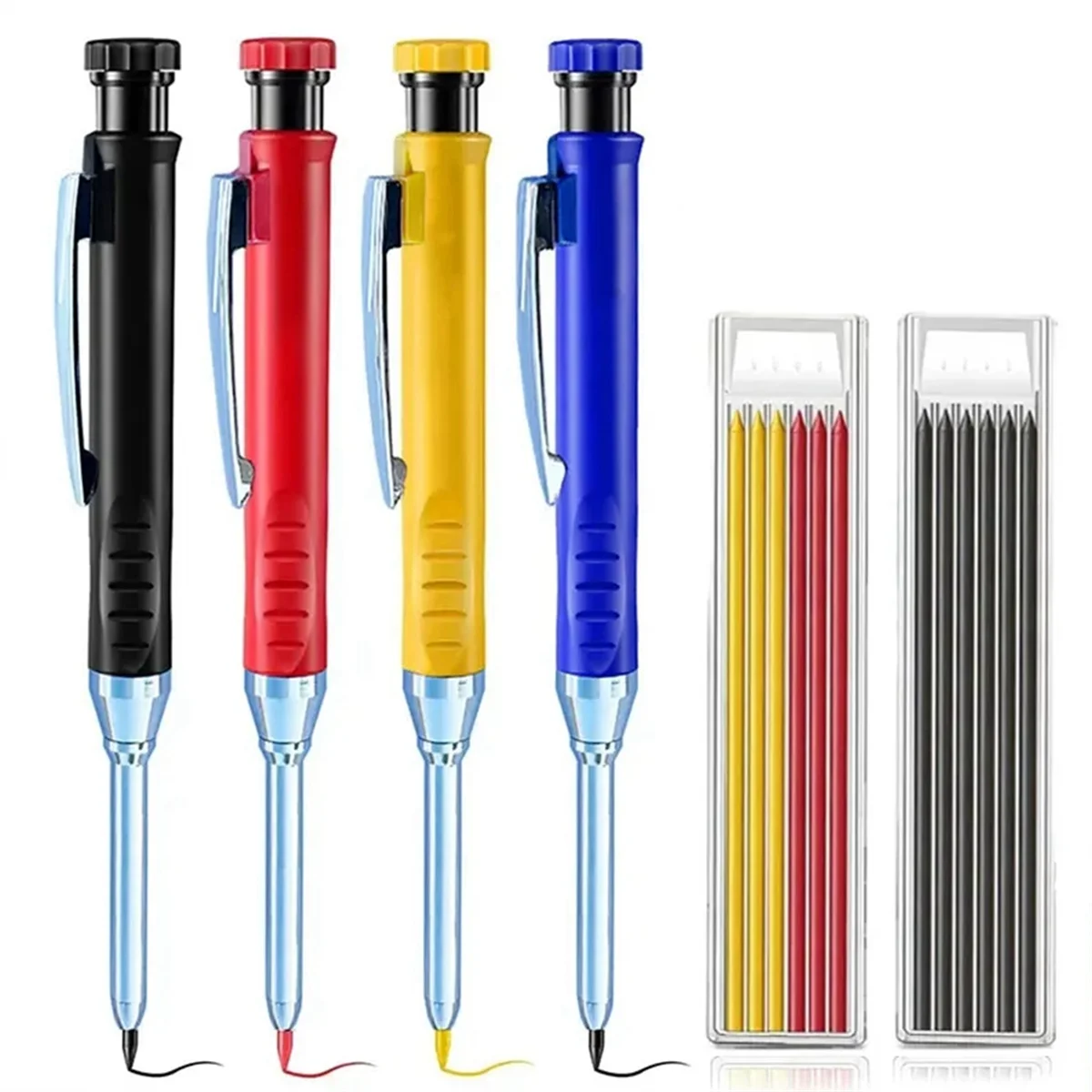 Lápiz mecánico de carpintero sólido con afilador para construcción de carpintería, lápiz de carpintero de cabeza larga, 2,8mm