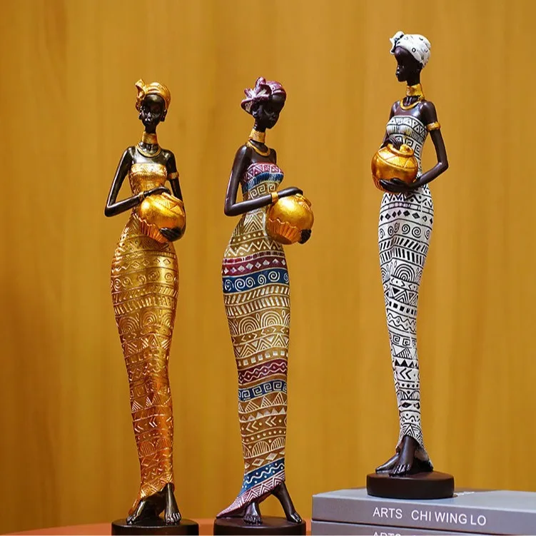 

Vintage African Statue‌ - Unique Black Woman Figurine, Perfect for TV Cabinet & Entryway