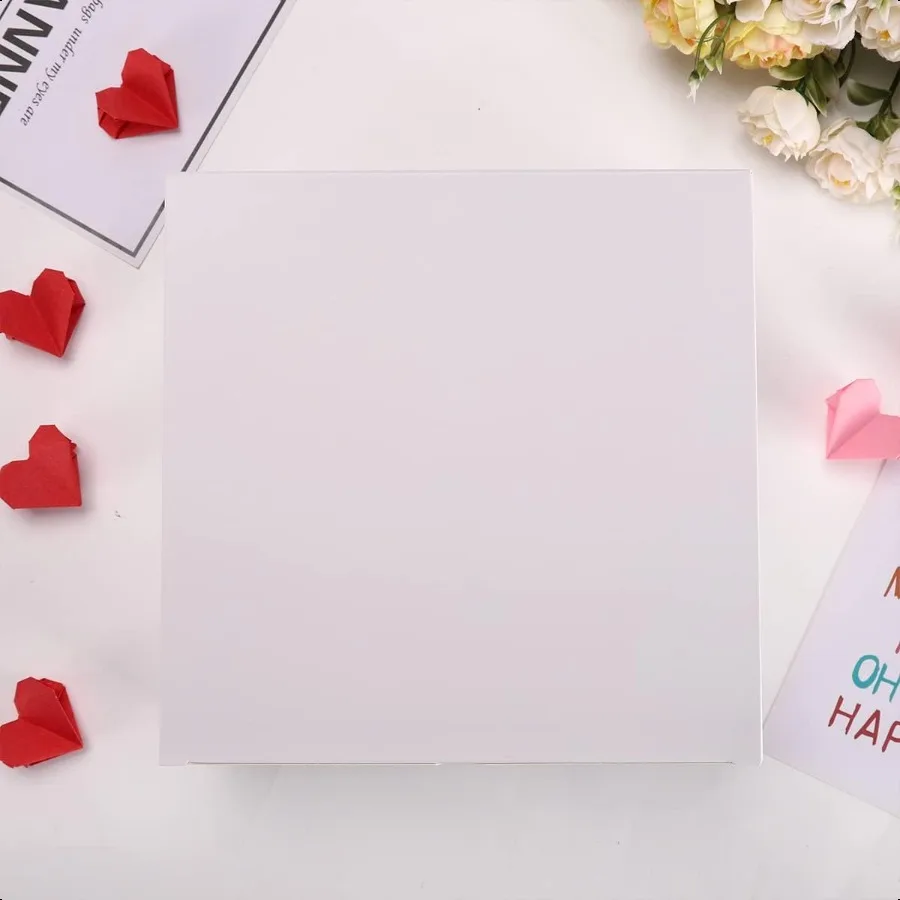 12-pack witte geschenkdozen 8x8x4 inch papieren geschenkdoos met deksels