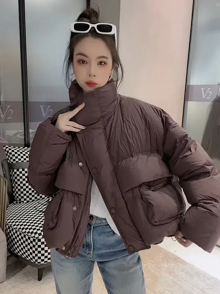 Vintage quente coreano parkas feminino casual manga longa inverno inchado casacos soltos feminino para baixo jaqueta de algodão à prova dwaterproof água casaco de neve