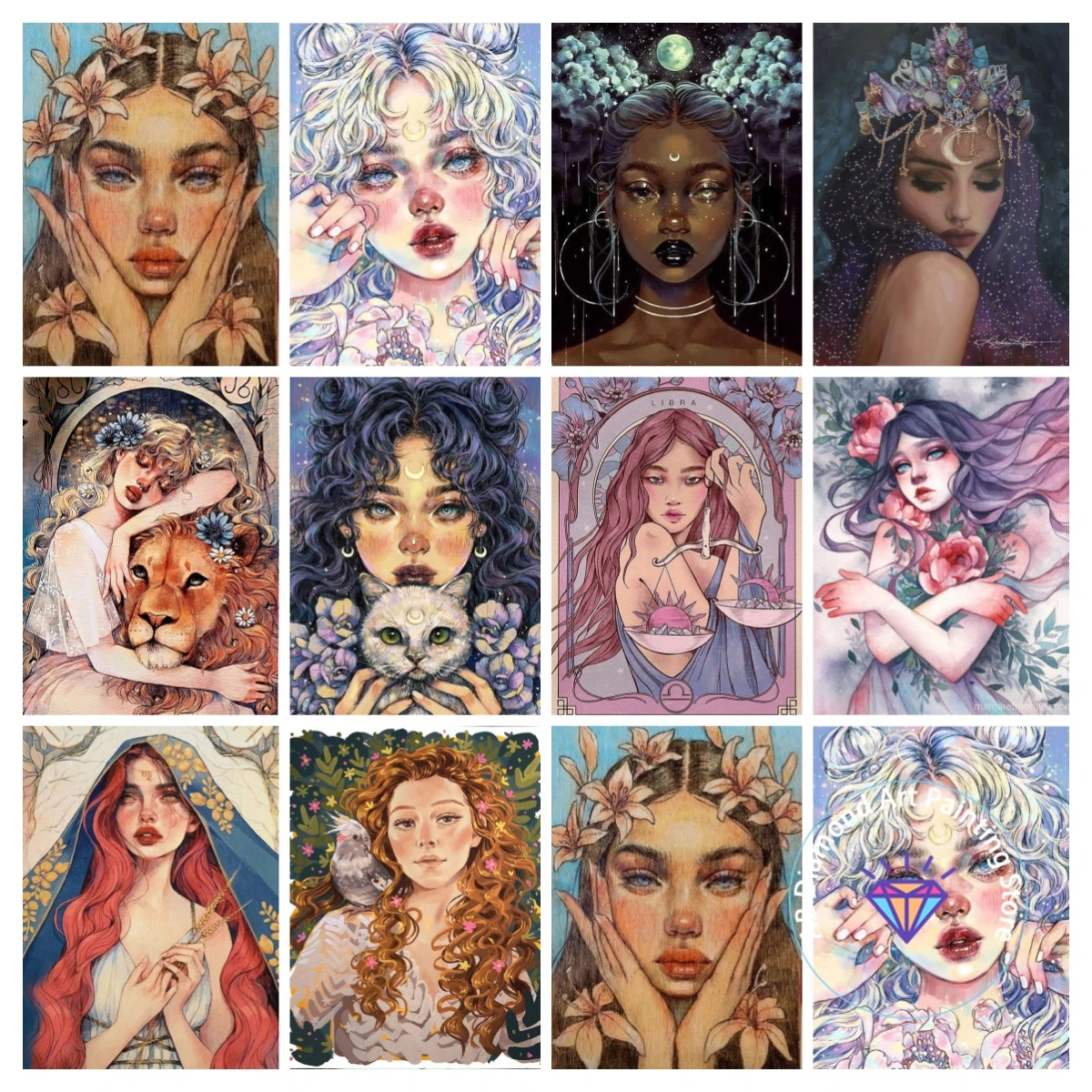 

Moon Goddess AB Diamond Painting Kit 5D DIY Diamond Embroidery Cross Embroidery Handmade Art Gift Crafts Home Decoration