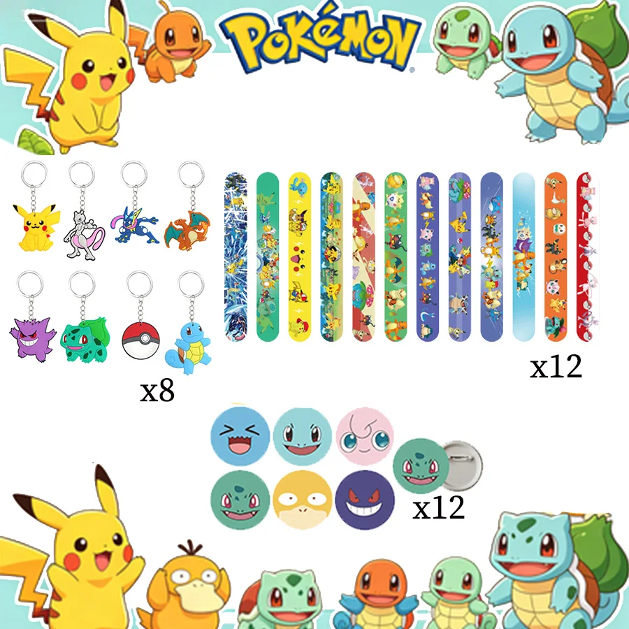 Pokemon Pikachu Geburtstagsparty-Geschenke, Geschenkartikel, Klatscharmbänder, Stempel, Tattoos, Aufkleber, Goodie-Bag-Füller, Partyzubehör, Dekoration