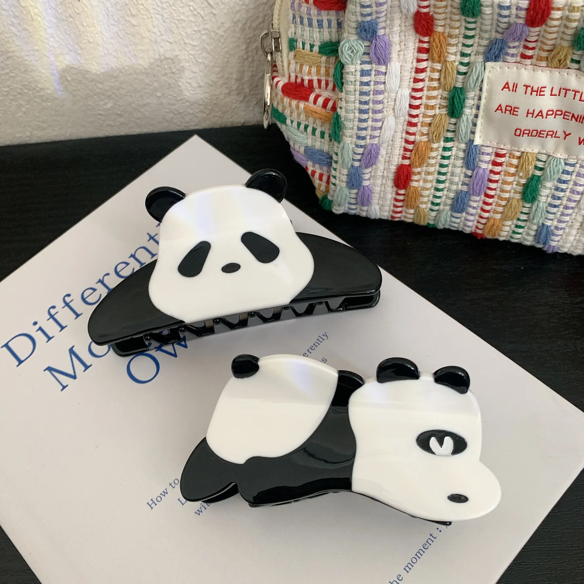 

YWYHJ New Lazy Panda Hair Claw Cute Design Acetate Hair Claw Clips Shark Catch Hair Accessories for Women Girls