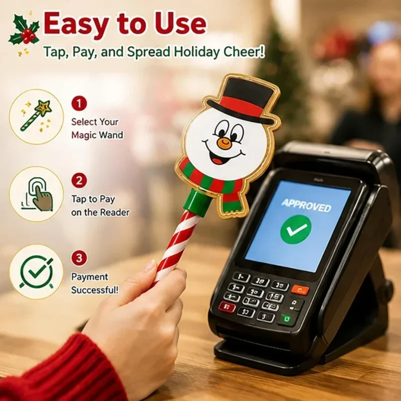 Christmas Tap Wand NFC Contactless Payment Stick Santa Claus Xmas Tree Shape Tap To Pay Prop Fun Retail Checkout Card Holder