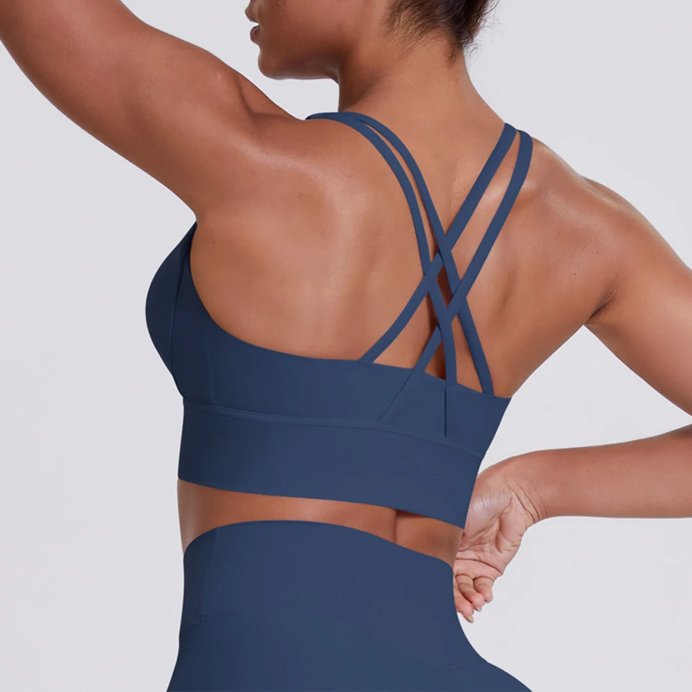 

Women Back Cross Strap Tank Top Fitness Underwear Push Up Running Sexy Sport Bra Female Breathable Soft Yoga Vest Solid Yoga Bra