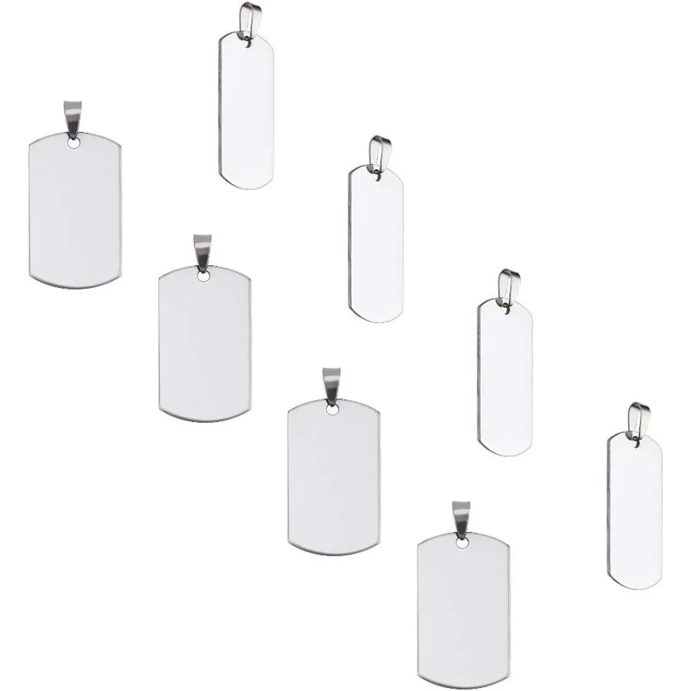 

30 шт., прямоугольные штампованные пустые бирки с застежкой на залог, заготовки для штамповки, подвески из нержавеющей стали, гладкий висячий набор для изготовления подвесок