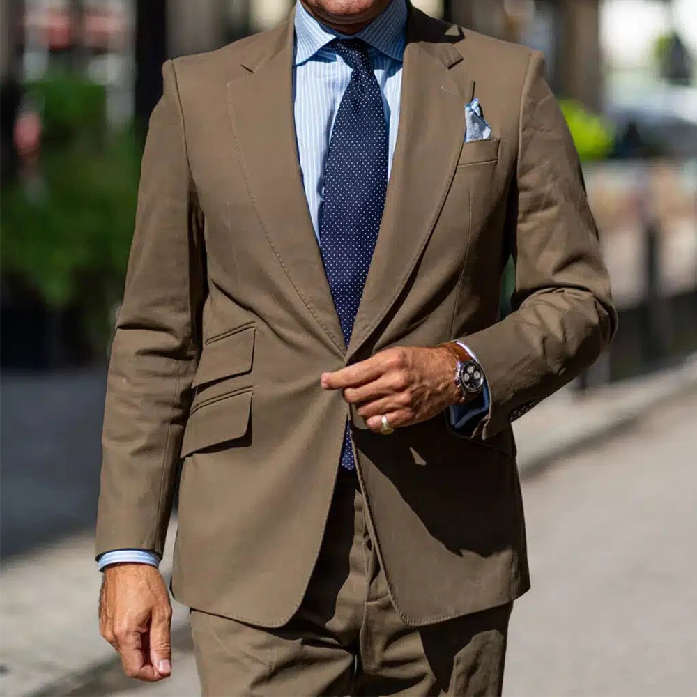 

Men Suit Set Classic Notch Lapel Two Piece Single Breasted Slim Fit Comfortable Business Suit Elegant Blazer Office Wedding Form