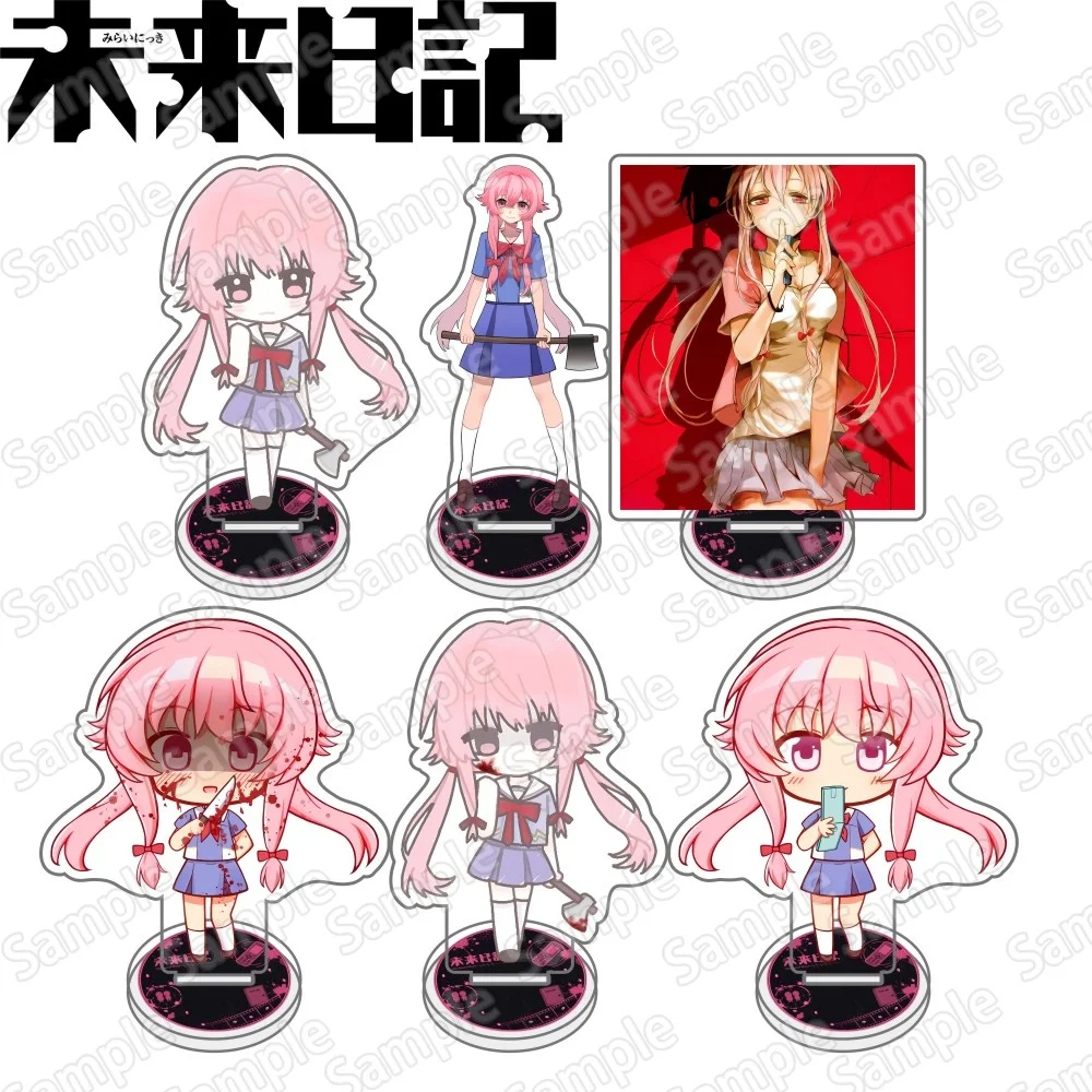 Anime Future Diary New 10cm Acrylic Stand Keychain, HD Double‑Sided Printing, Character Yuno Gasai, Desktop Decoration Collectib