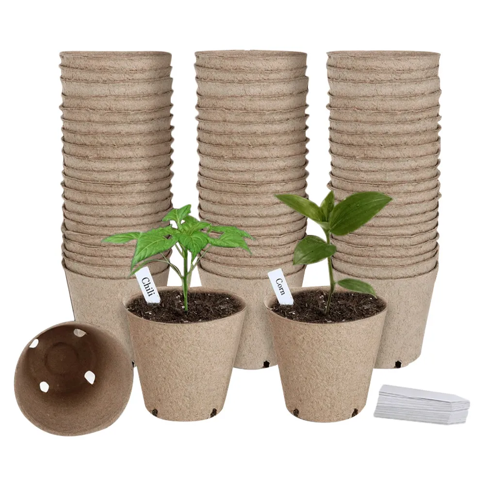 1Set Nursery Pots Germination Starter Planter Plastic Label Succulent Planting Container Pots with Drainage Holes Indoor Outdoor