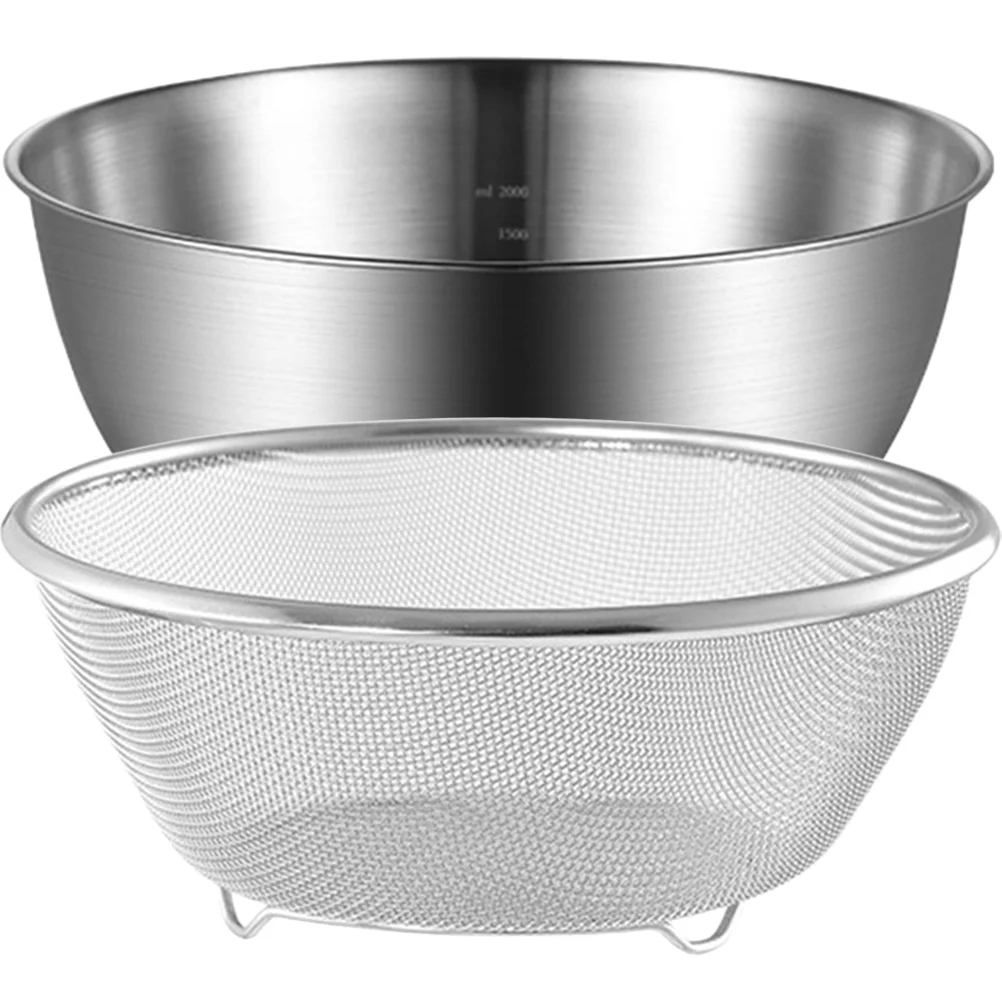 

Stainless Steel Drain Basket Wire Mesh Strainer Colander Fruit Steamer Fine Rice Cleaner Food