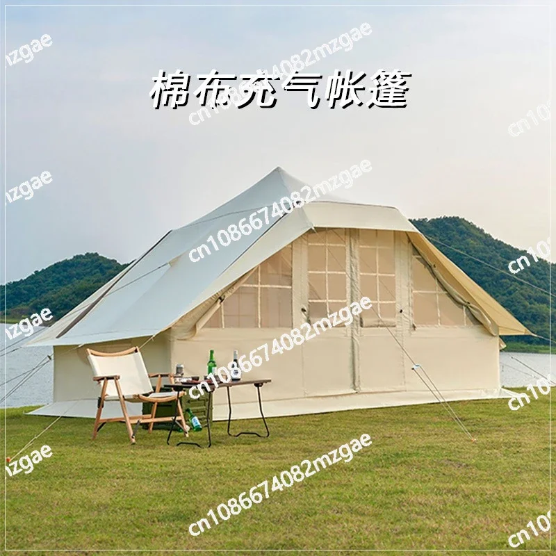 

Quick Open Inflatable Camping Tent - Outdoor 5-8 Person Thickened Rainproof Large Space Cotton Roof Shelter