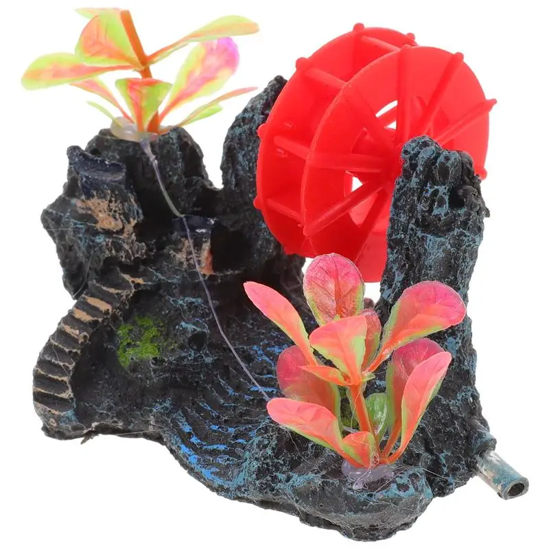 

1pc Fish Tank Mountain Model Resin Decoation Shelter Rockery Aquarium Landscaping Water Wheel Fish Tank Ornament