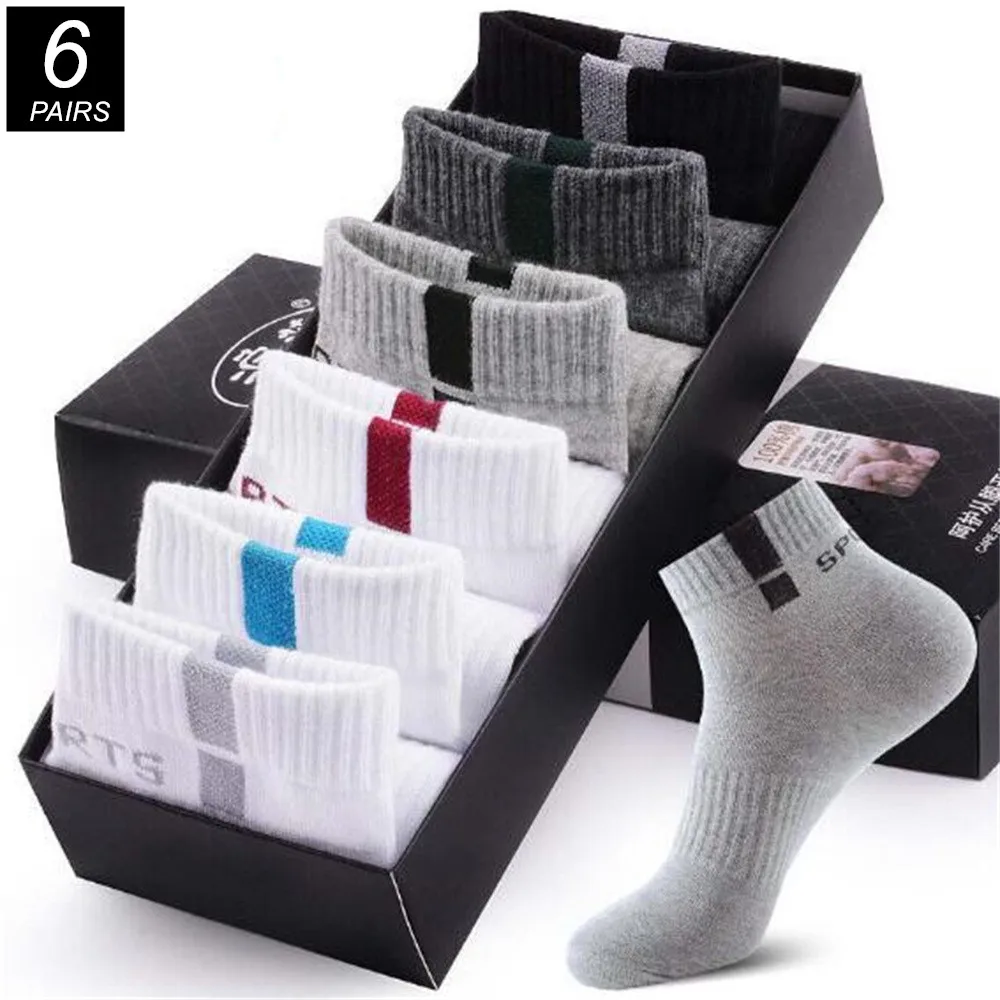 6 Pairs/Pack Cotton Sports Men Socks Cotton High Quality Anti Odor Sweat-absorbing Spring Autumn Male Short Socks