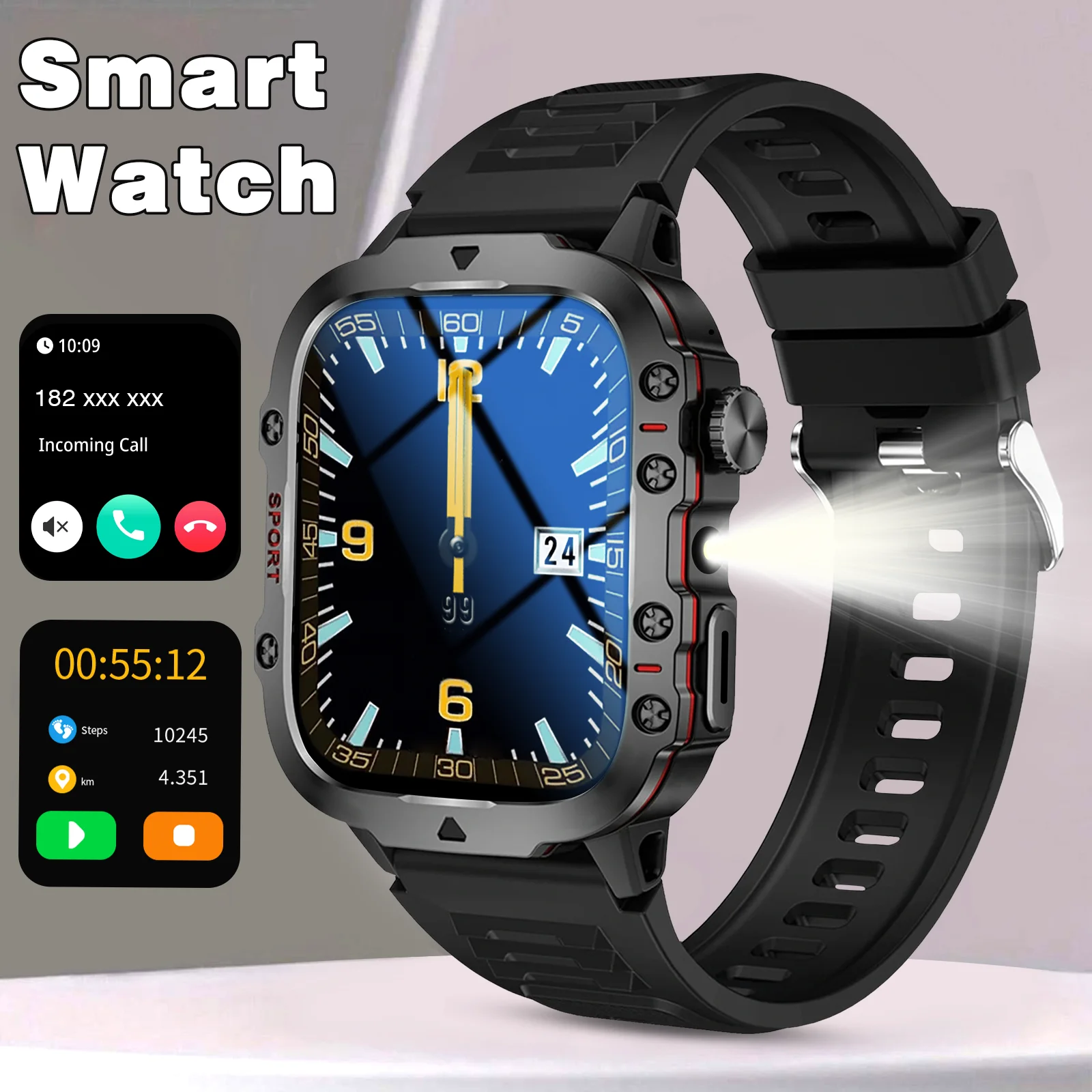 

Умные часы, беспроводной вызов/циферблат, сменные обои, мониторинг фитнеса, для iPhone/Android