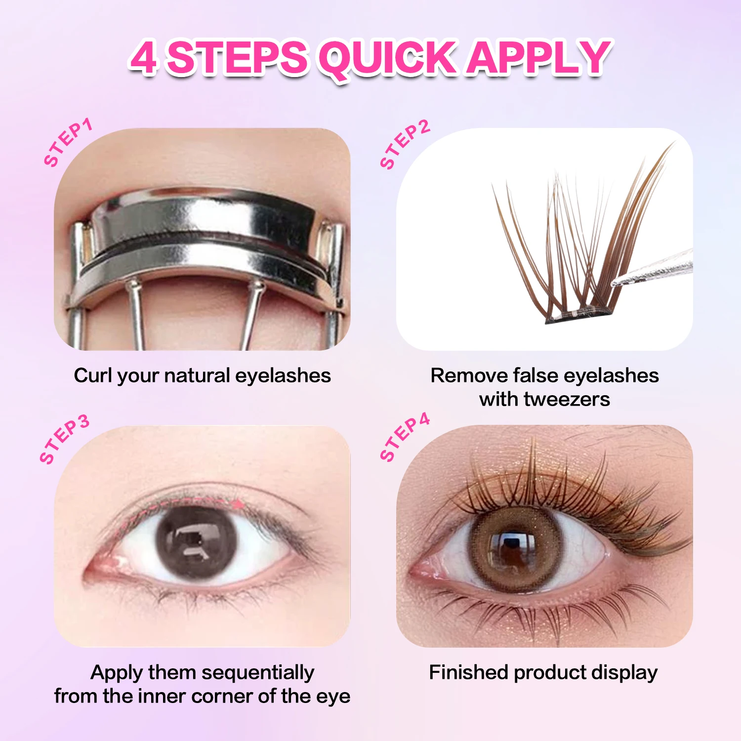 60pcs Brown Pre Glue Lashes 11-14mm Fox Eye Lash End Eye Elongated False Eyelashes Natural and Reusable Glue Free Lashes Makeup