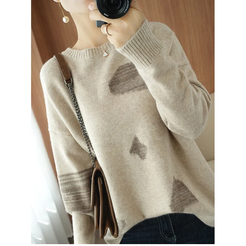 Autumn Winter New Patchwork Y2K Korean Casual Sweaters Women Long Sleeve Chic Simple Pullover Female All Match Oversized Clothes