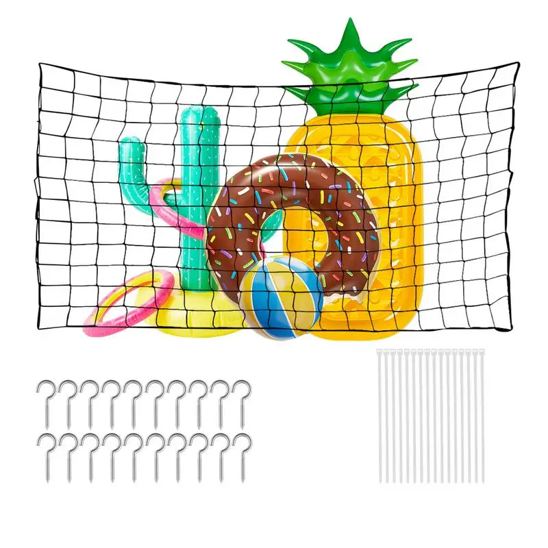 

Poolside Float Toy Organizer Poolside Storage Basket Big Space Foldable Mesh Organizer Inflatable Toys Storage Net for Outdoors