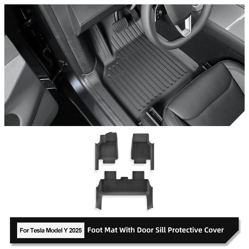 Voor Tesla Model Y Juniper/Launch 2025 Auto Vloermatten All-inclusive Drempel Stijl Voet Pads Beschermende Pad interieur Accessoires