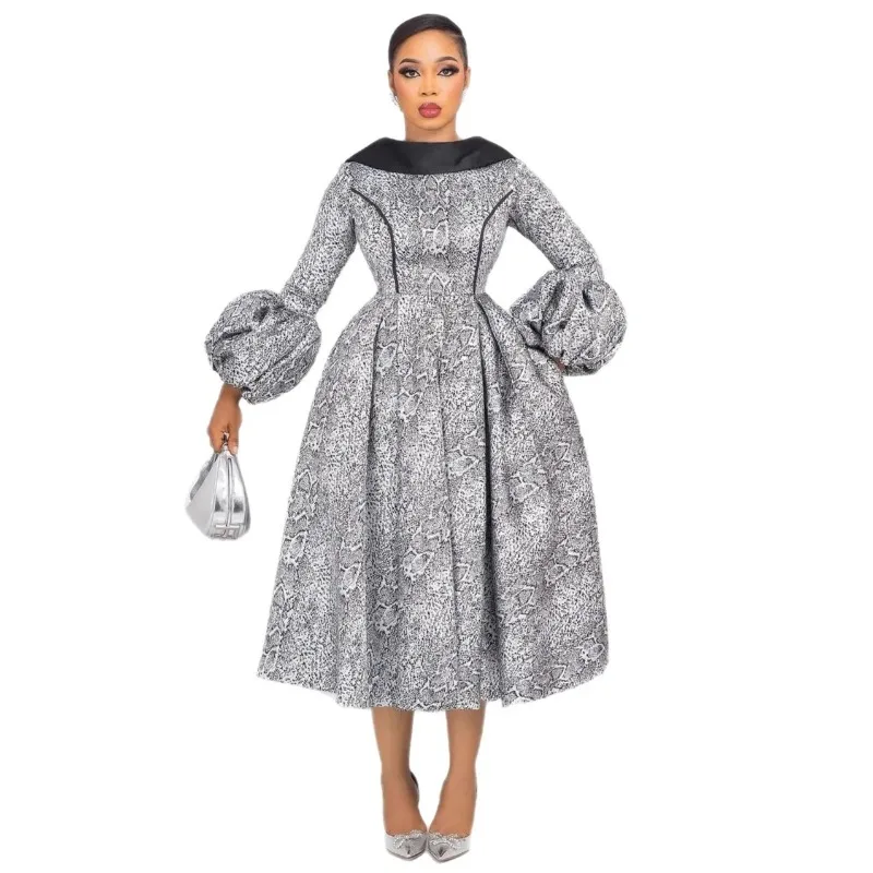

African Dresses for Women Elegant 2025 Dashiki Autumn Summer Midi Dress Ladies Traditional African Clothing Gowns Outfits