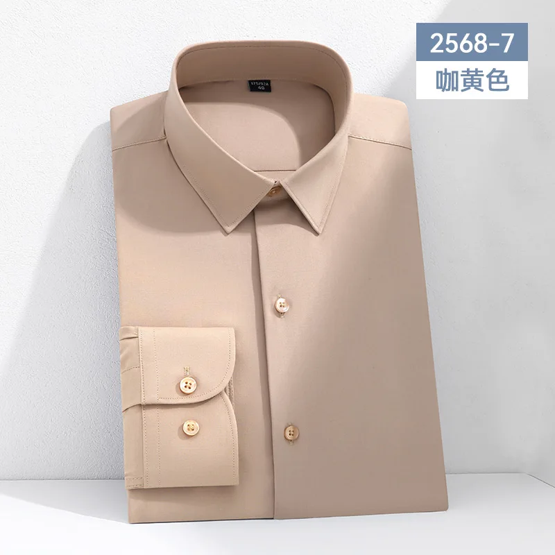 New Fabric 6XL Men's Shirt Casual Long Sleeve Slim Fit  Anti-Wrinkle Camisa Social Shirt Men Long Sleeve Business White Shirt