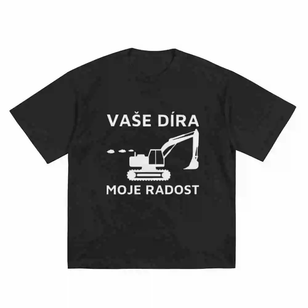 Czech Proverbs Excavator Vase Dir'A Short Sleeve Tee 100% Cotton T-Shirt