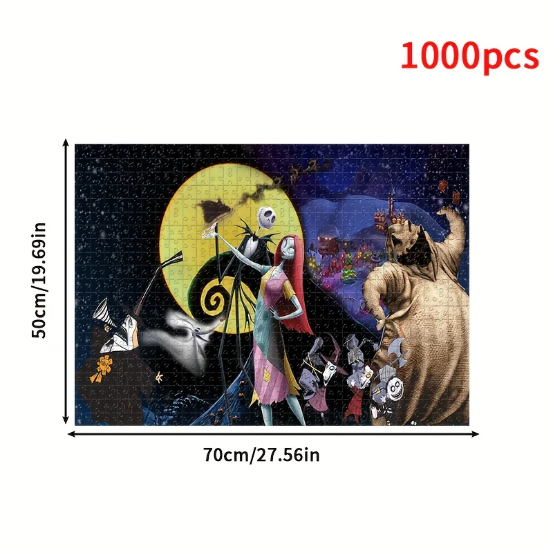 1000 pezzi puzzle personaggi dei cartoni animati incubo prima di Natale Jack e Sally Zero Moon puzzle da appendere a parete gioco per adulti regalo Fami