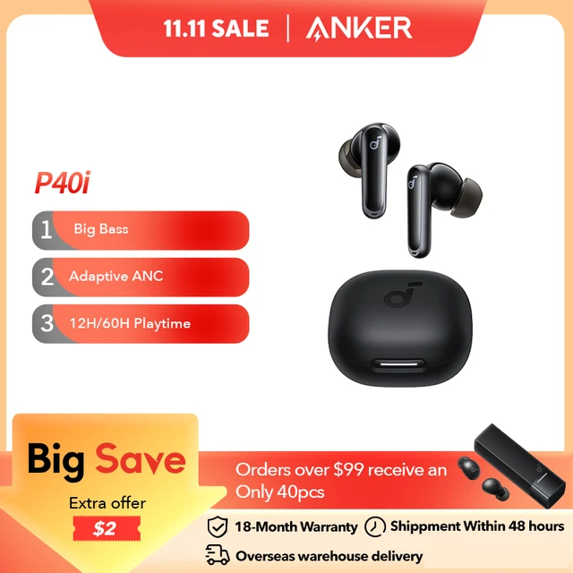 Soundcore by Anker P40i Noise Cancelling Wireless Earbuds ANC Wireless Bluetooth Headphones 60H PlaytimeBluetooth Earphone AliExpress