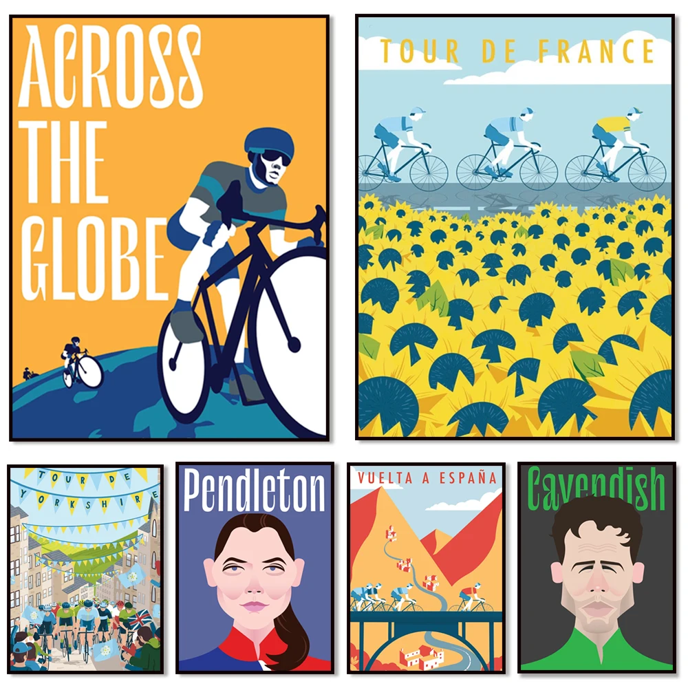 

Sport bike poster, Yorkshire, Spanish cycling race print canvas painting vintage bike race commemorative event poster wall art