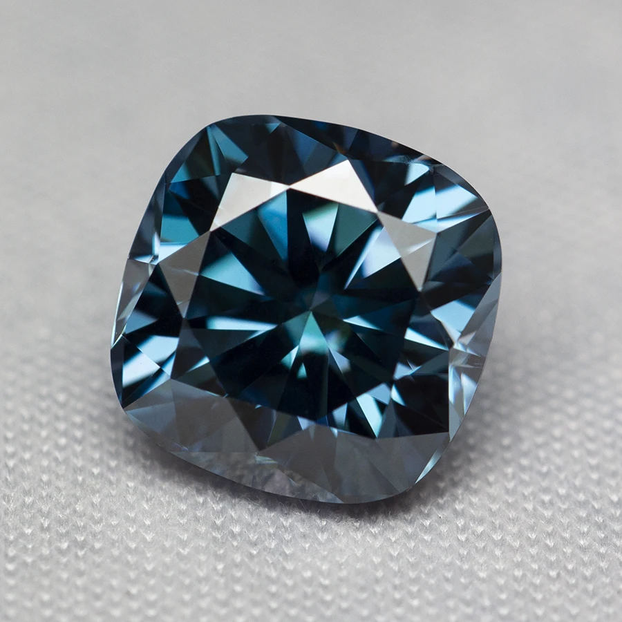 Piedra de moissanita Azul zafiro superior, piedras preciosas sueltas, corte de cojín, probador de diamante de paso VVS1 con certificado GRA 1,0-5,0 CT