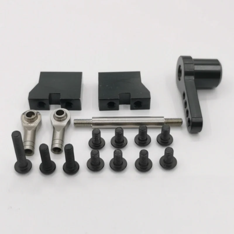 1 conjunto de haste de ligação de metal de simulação preta para 1/14 tamiya para iveco peças diy dedicadas