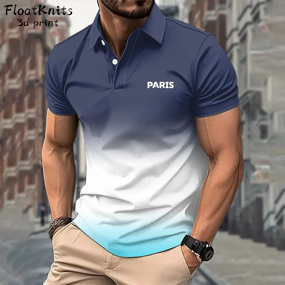 

Minimalist Gradient T Shirt for Man Summer Lapel Short Sleeve Tee Business Polo Shirts for Men New in Tops & Tees Men Clothing