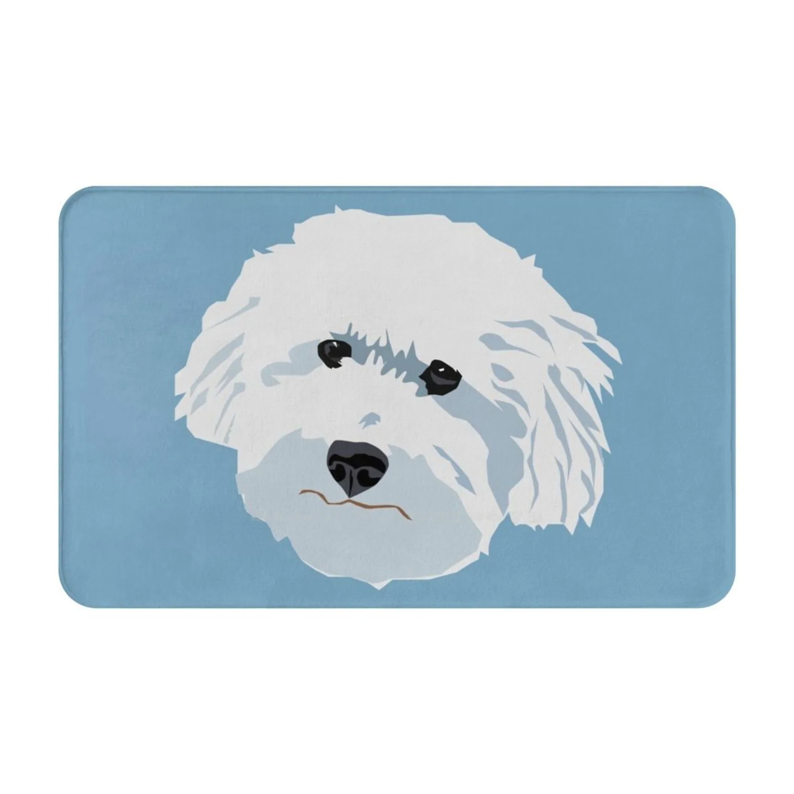 Teddy Bichon Poodle White Dog Face Good Boy Illustration 3D Household Goods Mat Rug Carpet Foot Pad Poodle Rescue Dog Cute Dog