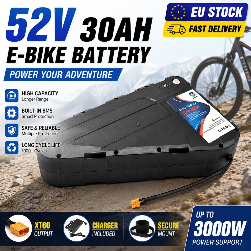 Image of 48V 52V E-Bike-Akku 20Ah-40Ah Hochleistungs-Lithium-Akku für Elektro-Mountainbike Fat Tire MTB 500W 1000W 2000W 3000W Motor Langstrecken-Stromversorgung Ersatzakku EU Polen Lager
