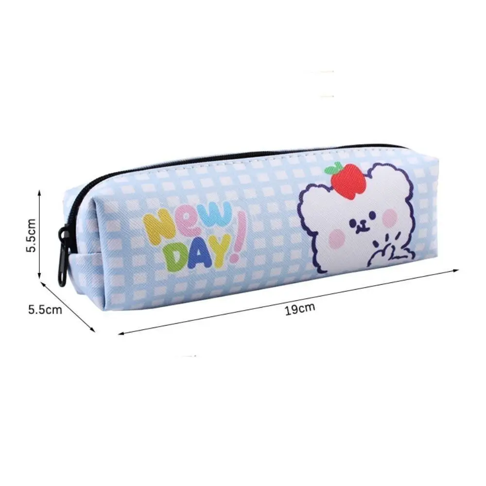 Portable PU Pencil Case Cartoon Office School Supplies Stationary Organizer Large Capacity Pen Bag