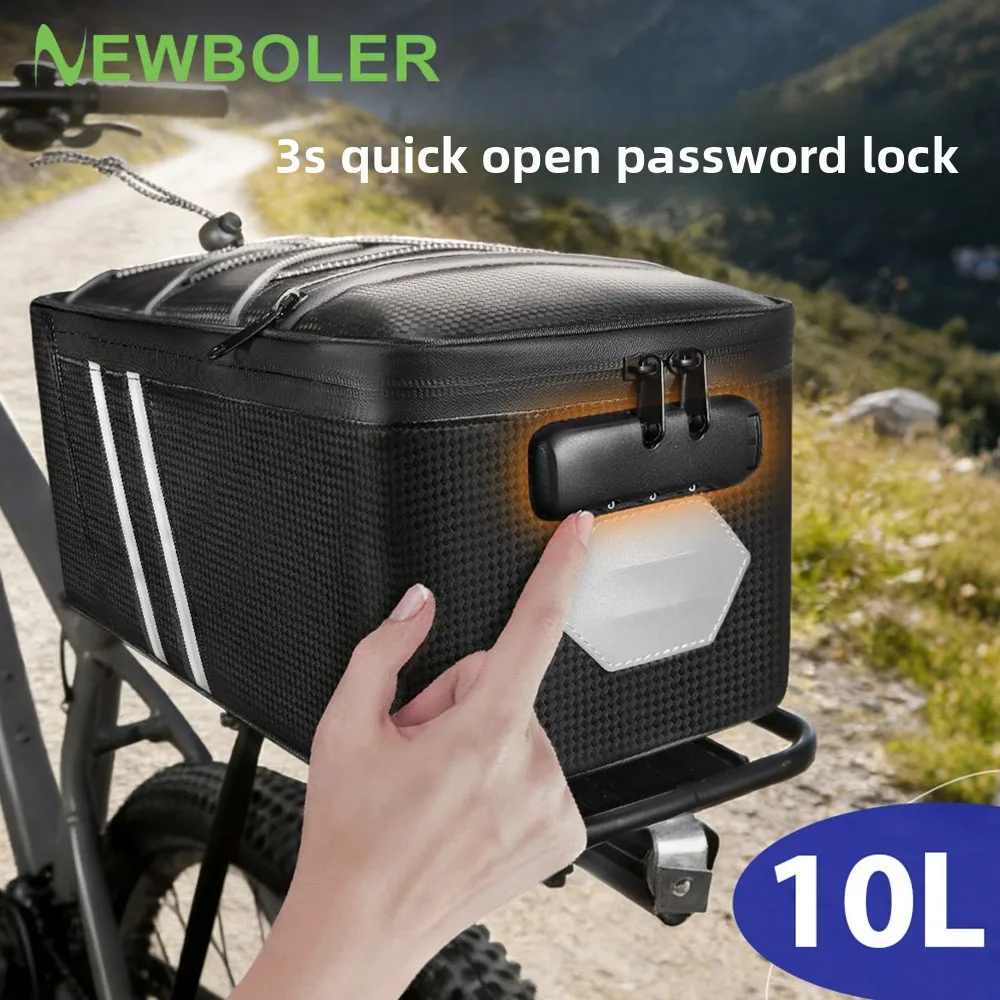 

10L Large-capacity bicycle rear seat strap password lock bike electric vehicle storage bag waterproof bag Bicycle Bags Panniers