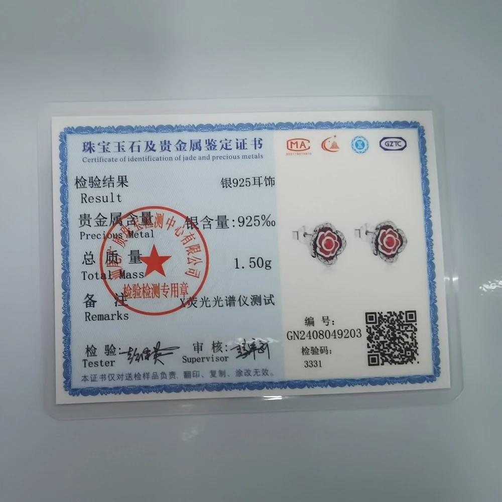 2025 925 أقراط من الفضة الاسترليني أقراط وردية أقراط أصلية للسيدات موضة الأصدقاء حفلة ملابس يومية هدية