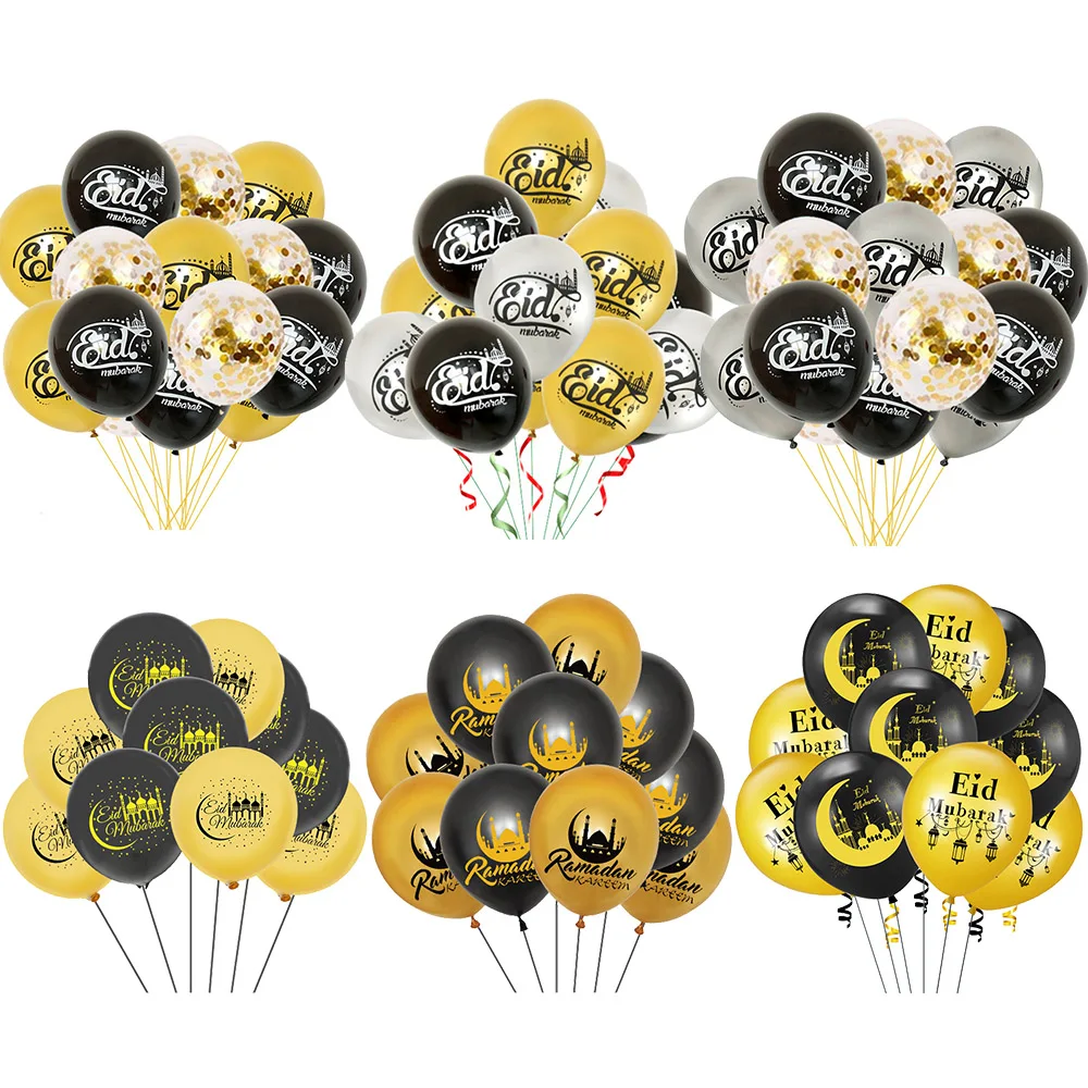 10/15 Stück EID MUBARAK Dekor Latex Ballon Ramadan Kareem Mond Stern Schloss Dekor für muslimische islamische Party Ramadan Kareem Dekor