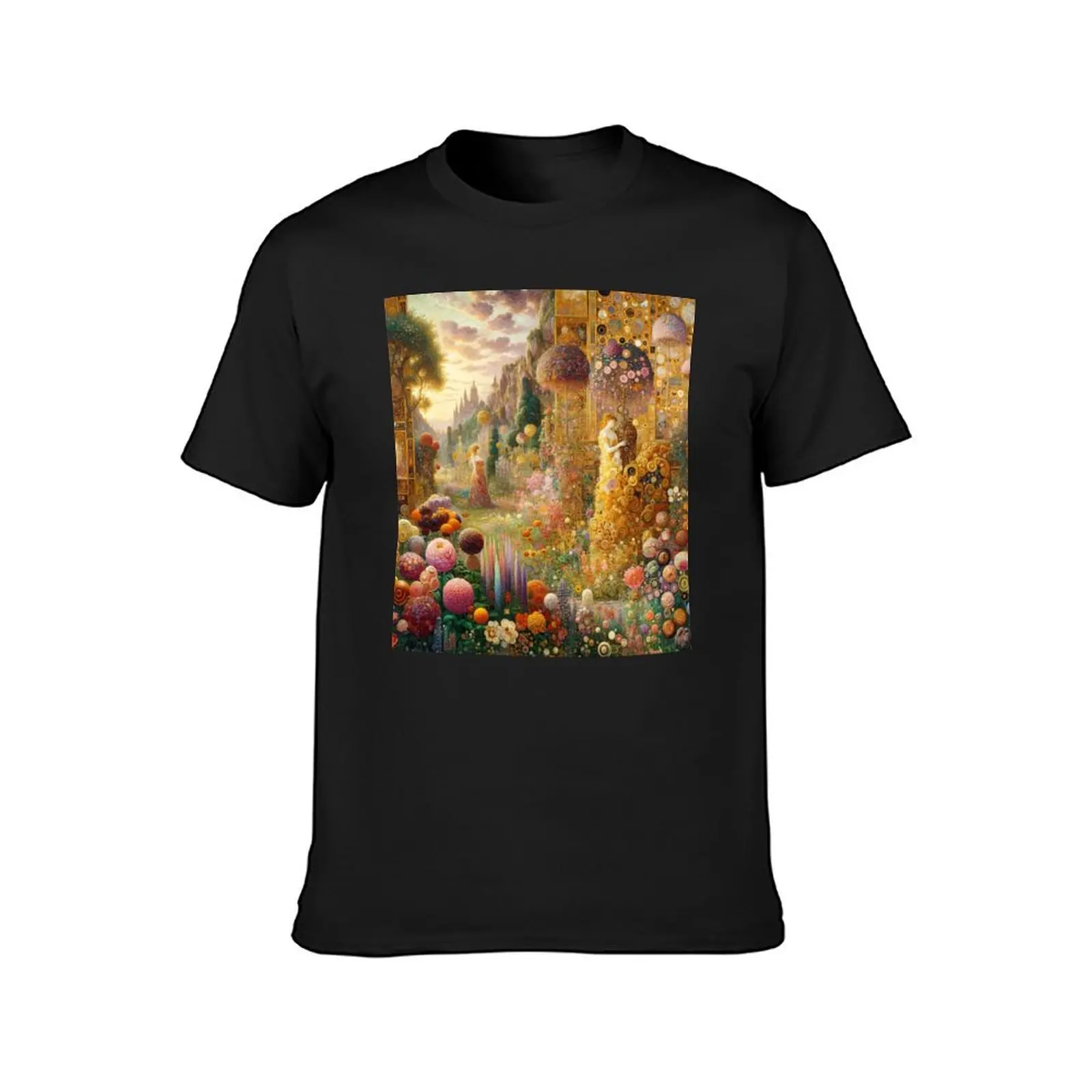 Gustav Klimt - Flower Garden T-Shirt Blouse sports fans mens workout shirts