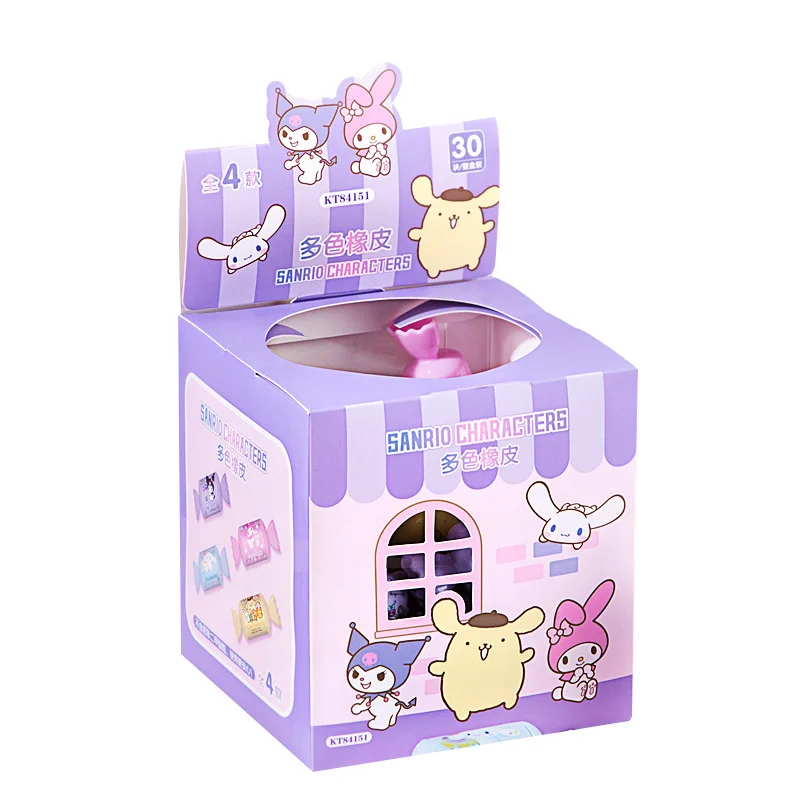 Imagem -05 - Sanrio Kawaii Borracha para Alunos Minha Melodia Cinnamoroll Kuromi Candy Modelagem Papelaria Suprimentos Presente da Escola Atacado 30 Pcs