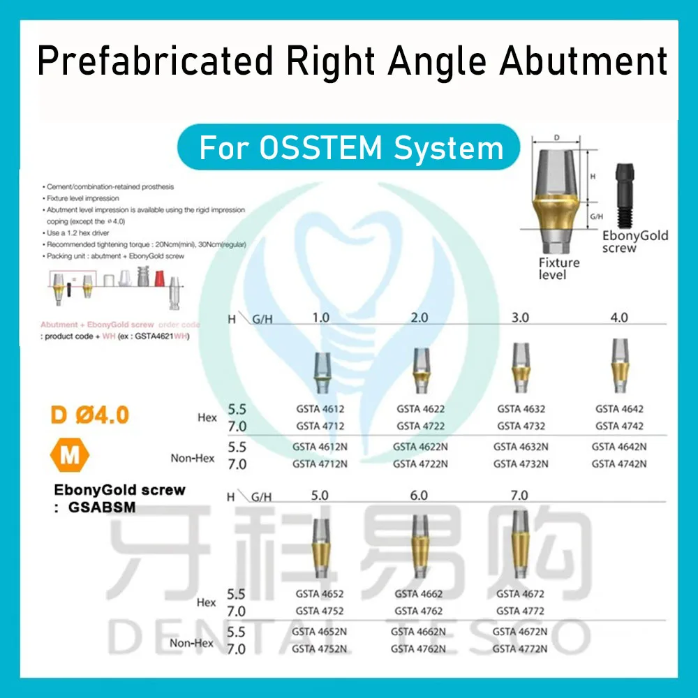 JNSUR Prefabricated Angled Abutment Compatible with OSSTEM System, Single Unit Restoration Implant Analog with Protective Cap
