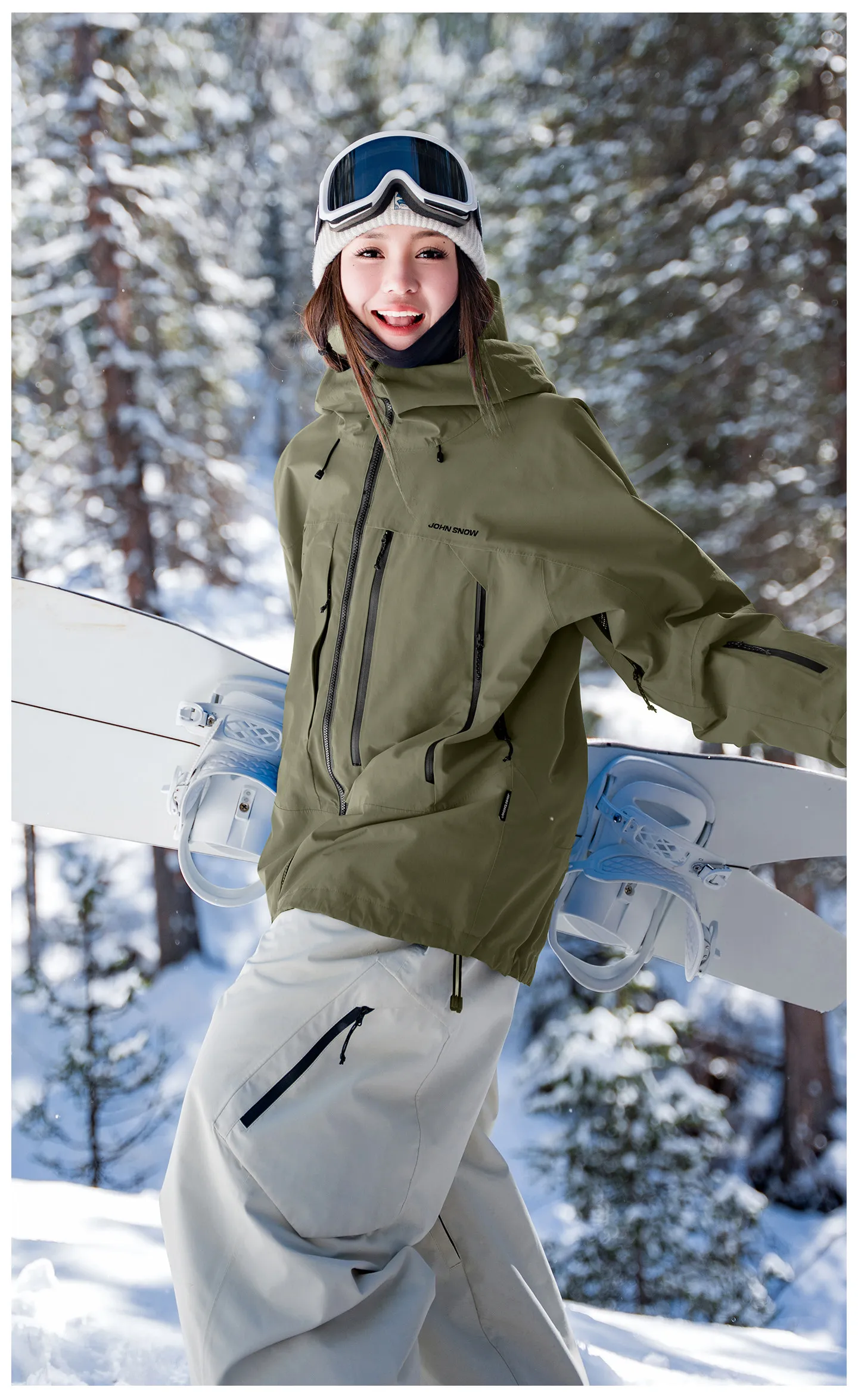 2026 John Snow Unisex Lose Skijacke Vollständig Versiegelt Wasserdicht Winddicht Warme Snowboardjacke für Männer und Frauen Winter Outdoor – Detail 34
